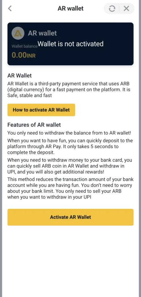 ar wallet activate guide